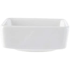 H&H 85905 Set van 6 fondueschalen, keramiek, wit, vierkant, 9,5 cm