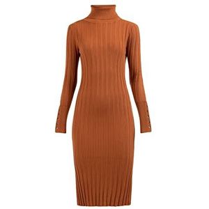 incus Dames gebreide jurk met lange mouwen midi 39725040-IN02, roestbruin, XL/XXL, gebreide jurk met lange mouwen midi, XL/XXL