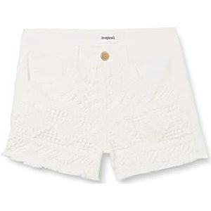 Desigual Denim_guitarra Shorts voor meisjes, Kleur: wit, 7-8 Jaren