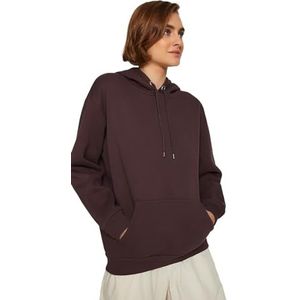 Trendyol Sweatshirt met rechte lange mouwen voor dames, donkerbruin, XL