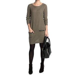 ESPRIT Dames gebreide jurk met kunstlederen details 104EE1E013, Bruin (Silver Taupe Melange 230), XS