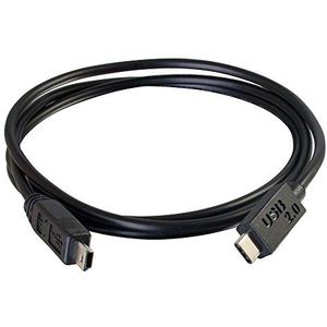 C2G 2m USB 2.0 USB-C naar USB-Mini B Kabel M/M - Zwart - Geschikt voor Data Transfer en het opladen van Smart Phones, Camera's, MP3's, PDA's en andere Mini B apparaten...