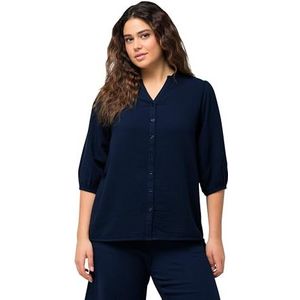 Ulla Popken, Dames, grote maten, blouse met wijde mouwen, Inkt blauw., 46/48 NL