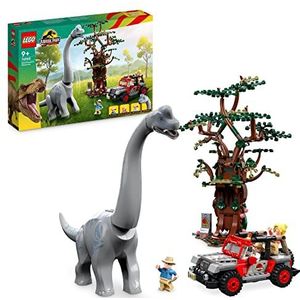 LEGO 76960 Jurassic Park Brachiosaurus ontdekking, Dinosaurus Speelgoed Set met Grote Dino Figuur, Boom en Bouwbare Jeep Wrangler Auto, Cadeau voor Alle Kinderen, 30ste Verjaardag Collectie