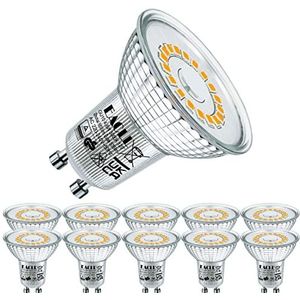EACLL LED-lampen, GU10, warmwit, 4,8 W, lichtbron, 3000 K, 535 lumen, komt overeen met 70 W, halogeenlamp, AC 230 V, geen flikkering, 120 °, warm wit, reflectoren, 10 stuks