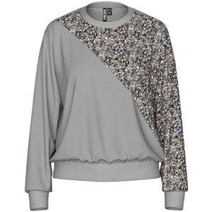 PIECES PCNANCY LS Sweat BC, Lichtgrijs gemêleerd/detail: zilver sequence, XS