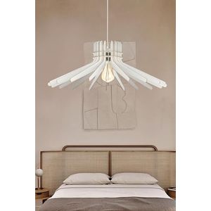 Opviq Elegante boemerang-kroonluchter, witte MDF-behuizing, 20 cm hoogte, 59 cm diameter, verstelbare kabel, E27-fitting, max. 40 W, perfect voor moderne ruimtes