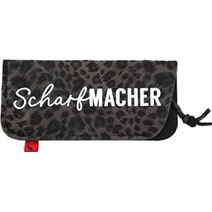 Depesche 11838-035 - Brillenkoker van vilt, met donker leo-patroon en het opschrift ""Scharfmacher"".