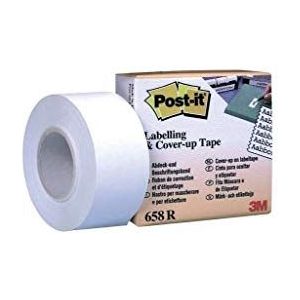 Post-it 25,4 mm x 17,7 m 6-lijnen breedte cover-up en labeltape - wit
