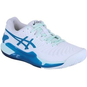 ASICS Gel-Resolution 9 Clay Sneakers voor dames, Wit Teal Blue, 38 EU