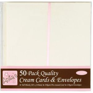 Kaarten en enveloppen van Anita, crèmekleurig, 50 stuks