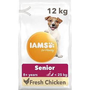 IAMS for Vitality Senior hondenvoer droog voor kleine en middelgrote rassen met verse kip, 12 kg