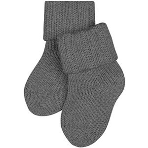 FALKE Uniseks-baby Sokken Flausch B SO Wol Katoen eenkleurig 1 Paar, Grijs (Light Grey Melange 3390), 80-92