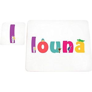 Little helper deken met Coaster illustratieve stijl bont met de naam meisjesnaam Louna,