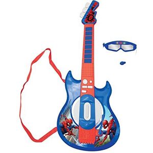 Lexibook K260SP Spider-Man Elektronische verlichte gitaar met microfoon, bril met microfoon, demosongs, MP3-stekker, blauw/rood