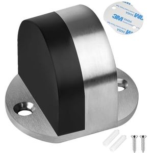 MOXYOY Vloerdeurstopper, roestvrijstalen zelfklevende deurstopper, vloermontage, met schroeven en zelfklevende pads voor thuis en op kantoor