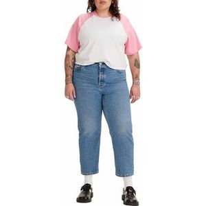 Levi's Dames Plus Size Jeans, Pl 501 Crop Z3502 Medium Indigo Worn In, 24