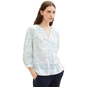 TOM TAILOR Dames blouse 1035880, 31282 - Blue Small Wavy Design, 42