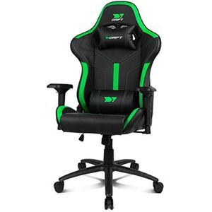 DRIFT Gaming Chair DR350 -DR350BG - Professionele Gaming Chair, kunstleer, 4D armleggers, geruisloze wielen, klasse 4 zuiger, kantelbaar, lende/cervicaal kussen, kleur zwart/groen