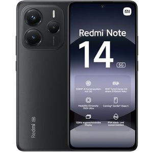 Xiaomi - Redmi Note 14 - Smartphone - Zwart - 8 + 256 GB - 108 MP AI-camerasysteem - 5.500 mAh batterij - 120 Hz display