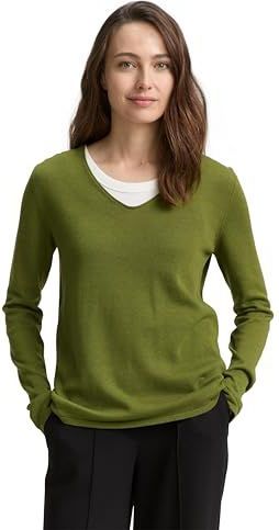 Tom Tailor - Gebreid Shirt - Effen - Regular Fit - V-hals - Lange Mouwen