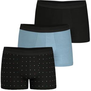 Eminence - Set van 3 Boxershorts - Hemel/Zwart - Duurzame Stretch Katoen