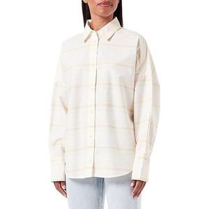 United Colors of Benetton dames overhemd, wit, crèmekleurig, beige gestreept, 66 m, XS