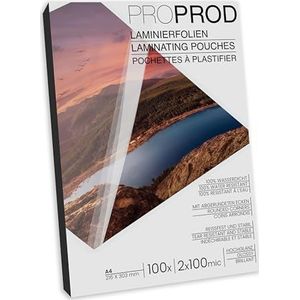 ProProd - Premium Lamineerhoes DIN A4, 2 x 100 micron (200mic), 100 stuks, Glanzend/lamineerhoezen/Lamineersheet, (De verpakking kan variëren)