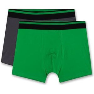 Sanetta Tieners jongens onderbroek shorts webbond dubbelpak katoen, groen, 176 cm