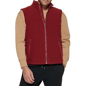 Tommy Hilfiger Polar Vestpolar Fleecevest voor heren, rood/uitstapje, effen (getaway solids), L