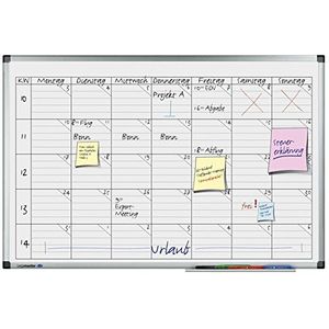 Legamaster 7-418000 Premium universele planner, UV-gehard whiteboard, weekoverzicht met 5 lijnen, 90 x 60 cm