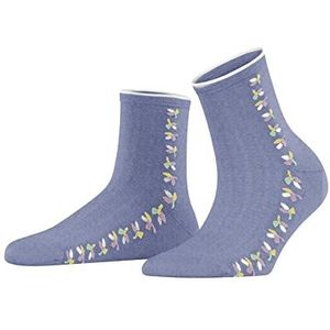 ESPRIT Dames Structured Leaves Katoen Lyocell halfhoog met patroon 1 paar sokken, blauw (Jeans 6458), 35-38
