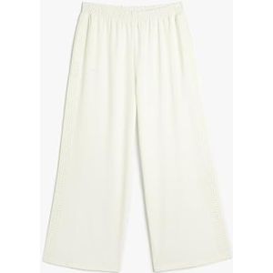 Koton Palazzo broek met lijndetail voor dames met elastische taille, Off White(001), 34