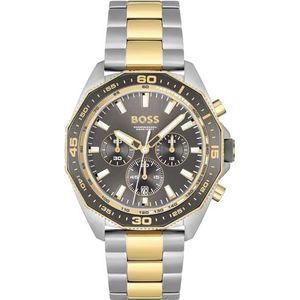 BOSS Chronograaf Quartz horloge voor mannen met tweekleurige roestvrijstalen armband - 1513974, Grijs, armband