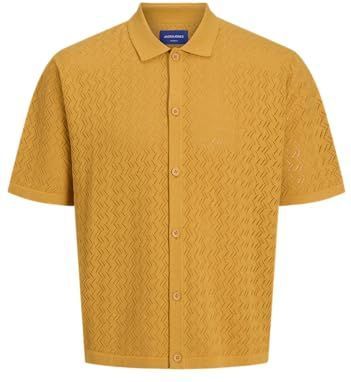 Jack & Jones Jortyler Knit Ss Polo Sn, Gouden abrikoos, XL