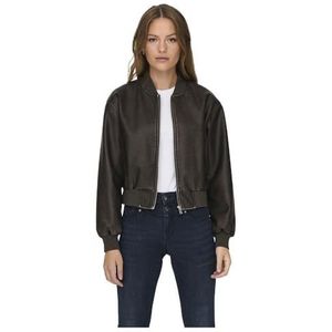 ONLY Dames Onljane Faux Leather Washed Bomber OTW jas, chocolate brown, XS