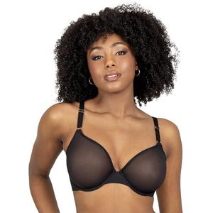 Smart & Sexy Demi beugelbeha met transparante mesh voor dames, Zwarte tint (mesh), 90D