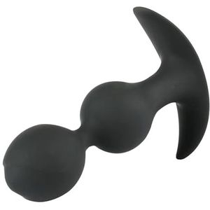AMAZBEE Silicone Anal Plug Hook Masturbation Sex Toy With 2 Movable Anal Beads Anchor Base Small Medium Large Prostate Massager For Women For Men Sex Toys (Black-M)