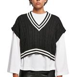 Urban Classics Dames Dames Cropped Knit College Slipover Sweatshirt, Zwart, S, zwart, S