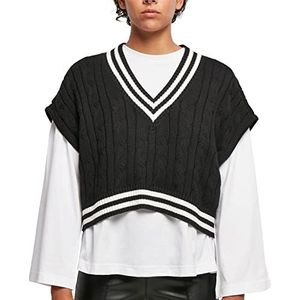 Urban Classics Dames Dames Cropped Knit College Slipover Sweatshirt, Zwart, L, zwart, L