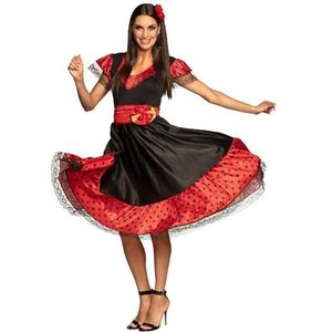 Boland - Flamenco danseres, kostuum voor volwassenen, jurk, riem en haaraccessoires, Spaans, set, carnaval, themafeest, EK, WK
