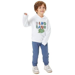 Koton Babyboys Hoodie Dinosaurus Gedrukt Geborsteld Interieur Crew Neck Katoen Sweatshirt, ecru(010), 12-18 maanden
