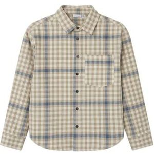 NAME IT Jongens Nkmnidennis Os Shirt met lange mouwen, Weathered teak/checks: checks, 122-128