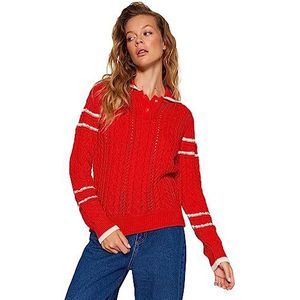 Trendyol FeMan Regular fit Basic Ronde Hals Gebreide Trui, Rood, S, Rood, S