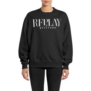 Replay Oversized sweatshirt voor dames, 098 Black, L