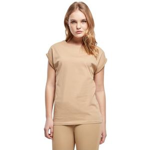 Urban Classics dames T-Shirt Ladies Extended Shoulder Tee, effen beige, XS