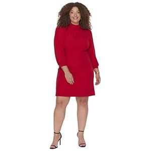 Trendyol Woman Mini Standaard reverskraag, geweven stof, grote maten in jurk, damesjurk, Rood, 44 NL