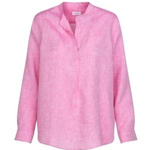 Seidensticker - Damesblouse - Roze - 100% Linnen - Regular Fit, Opstaande Kraag, Lange Mouwen