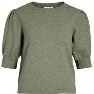 Vila Dames Viril 2/4 Sleeve O-Neck Knit Top Noos, oil green, M