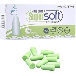 Kinbontop zachte schuimoordopjes, 38dB SNR, ruisonderdrukking, gehoorbescherming, slapen, werken, schieten, reizen - groen (20-pack)